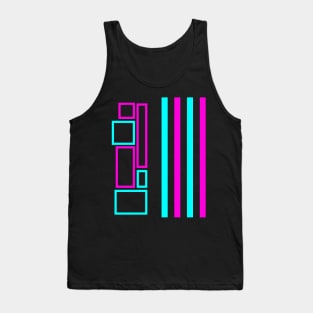 Pink And Blue Lines And Squares Tank Top